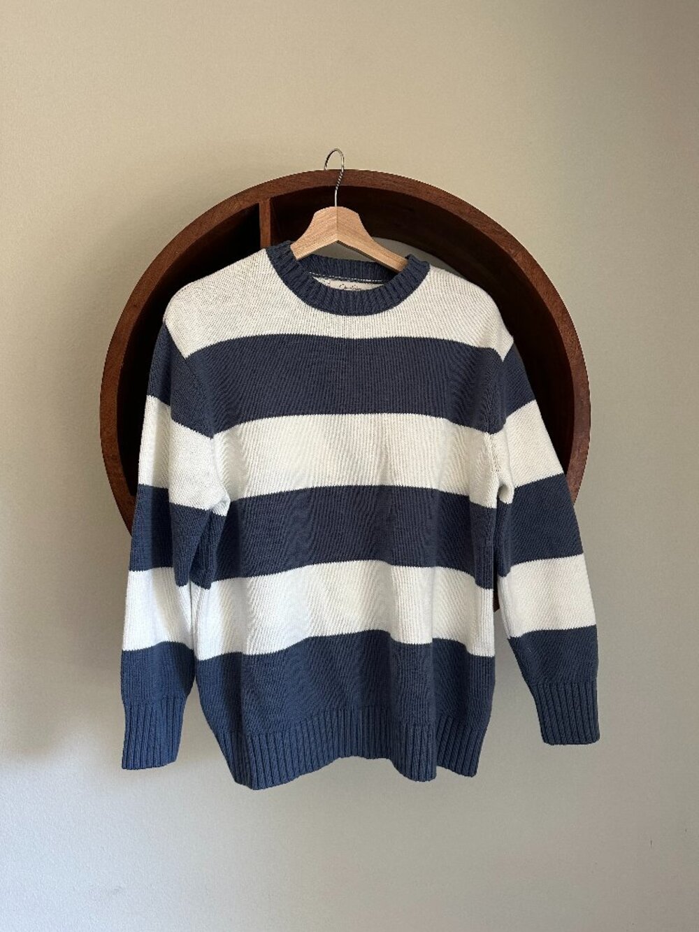 Jessica Simpson Blue Cream Block Stripe Crewneck Sweater Coastal S